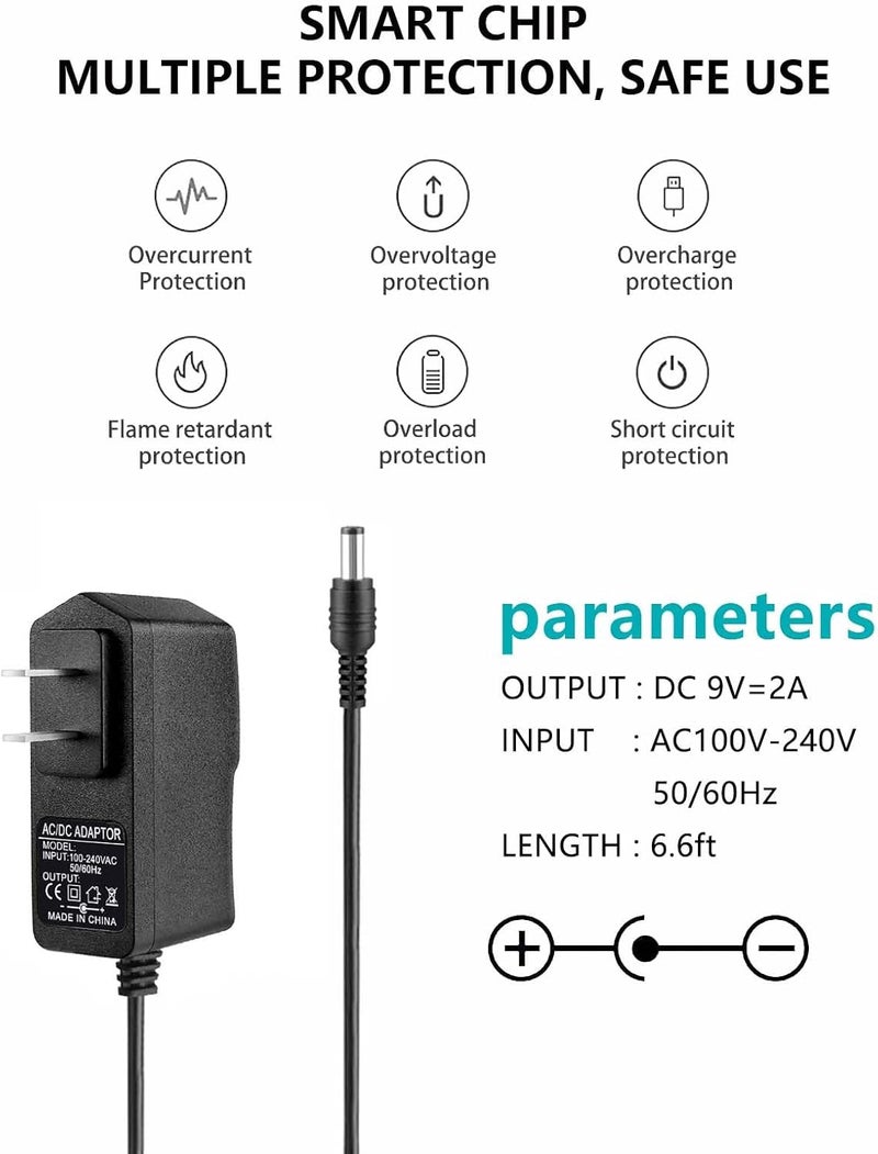 BCWJ NETS 9V AC/DC Power Supply Adapter for Boss, Dunlop, Danelectro, DigiTech, Electro Harmonix, TC Electronic, Zoom Guitar Multi Effects Pedal - Compatible with a Wide Range of Electronic Effects Pedals. - Image 3
